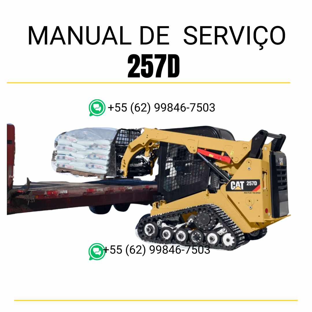 Manual de serviço CATERPILLAR 257D para mini carregadeira, PDF em português com instruções detalhadas de operação e manutenção.