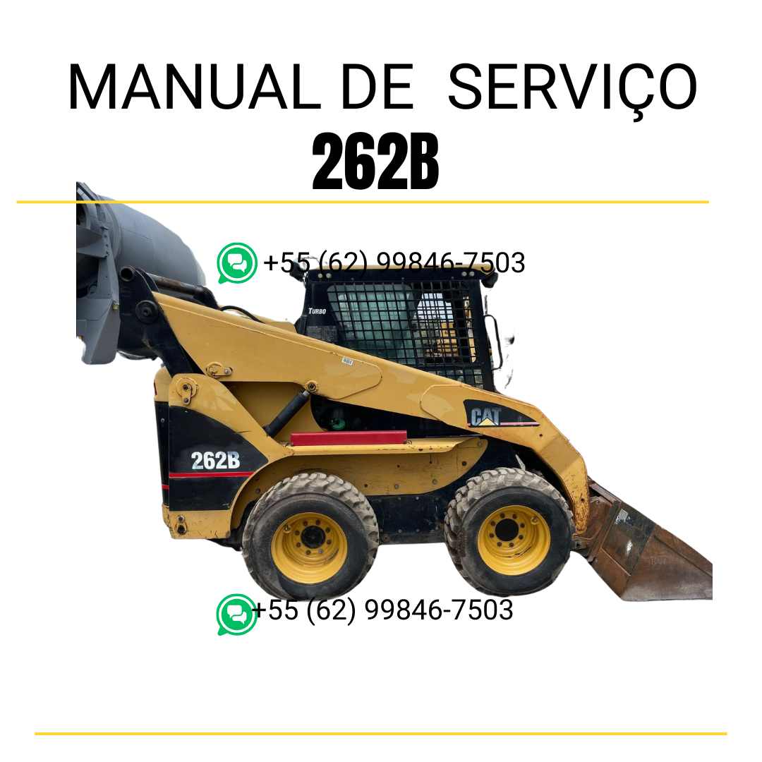 Manual de serviço CATERPILLAR 262B para mini carregadeira, PDF em português com instruções detalhadas de manutenção e operação.
