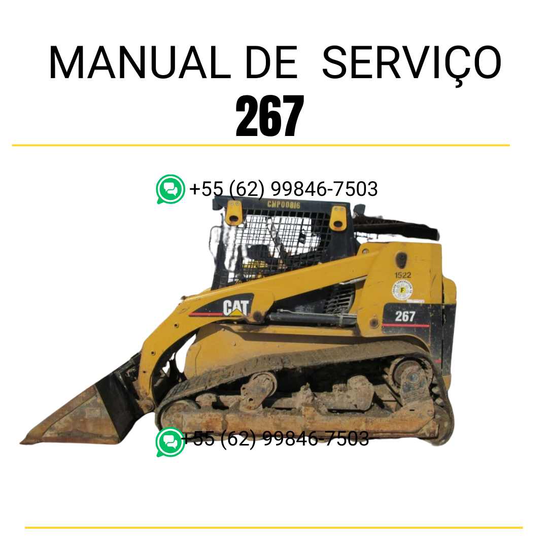 Manual de serviço CATERPILLAR 267 para mini carregadeira, PDF em português com instruções completas de manutenção e operação.