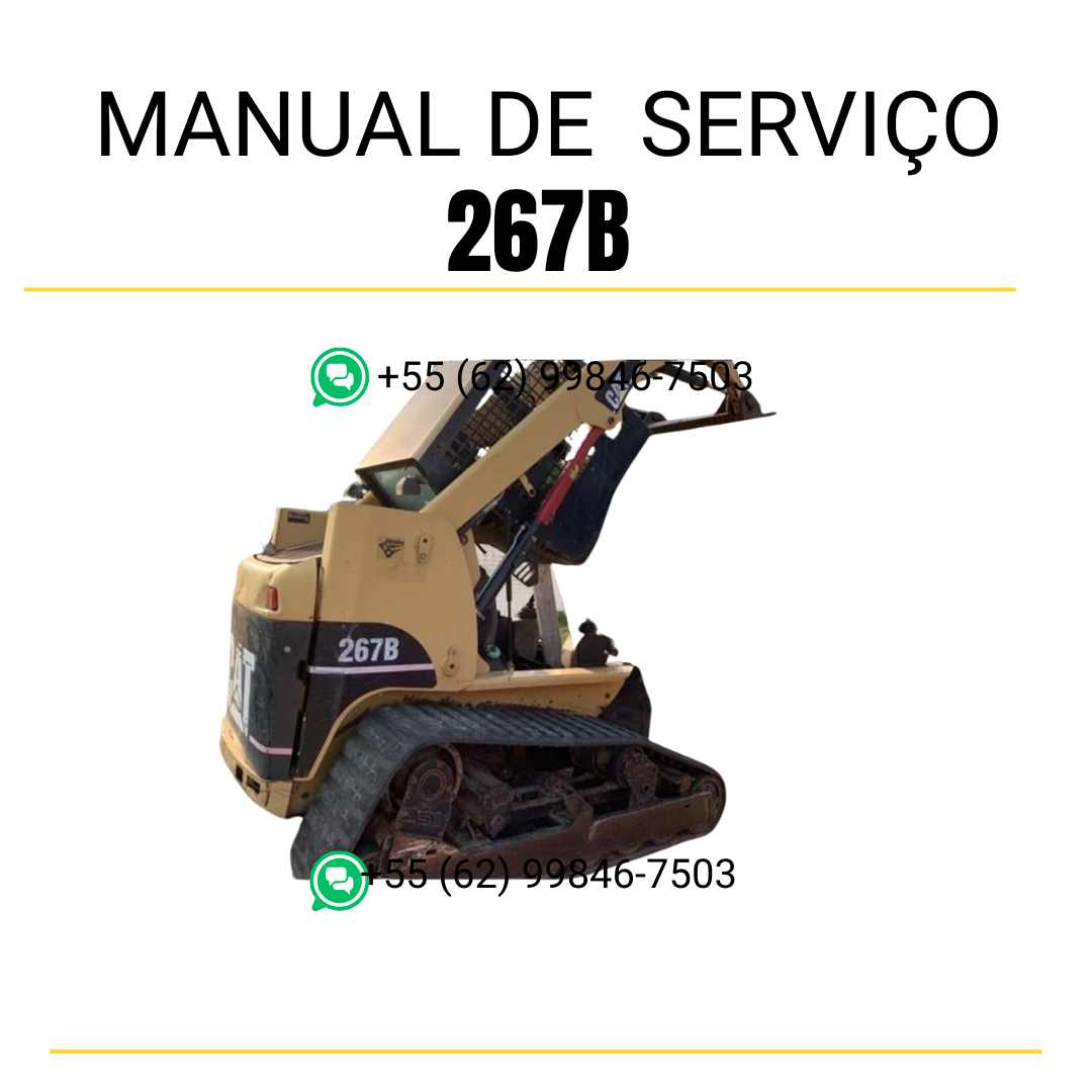 Manual de serviço CATERPILLAR 267B para mini carregadeira, PDF em português com instruções detalhadas de manutenção e operação.