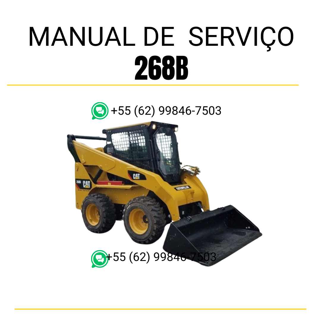 Manual de serviço CATERPILLAR 268B para mini carregadeira, PDF em português com instruções completas de operação e manutenção.