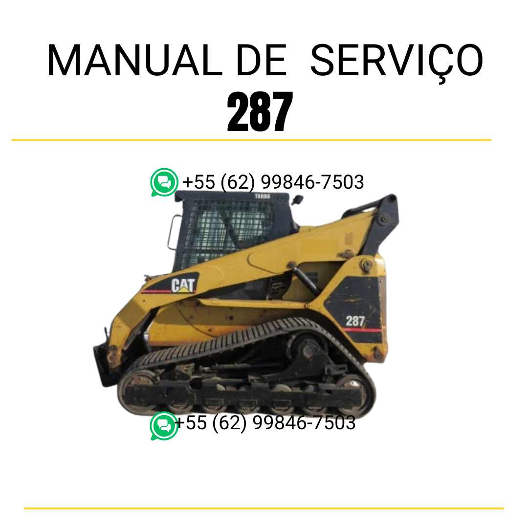 Manual de serviço CATERPILLAR 287 para mini carregadeira, PDF em português com instruções detalhadas de manutenção e operação.