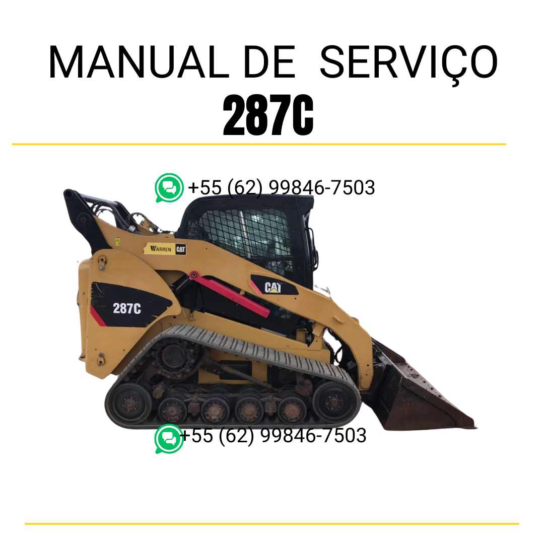 Manual de serviço CATERPILLAR 287C para mini carregadeira, PDF em português com instruções completas de manutenção e operação.