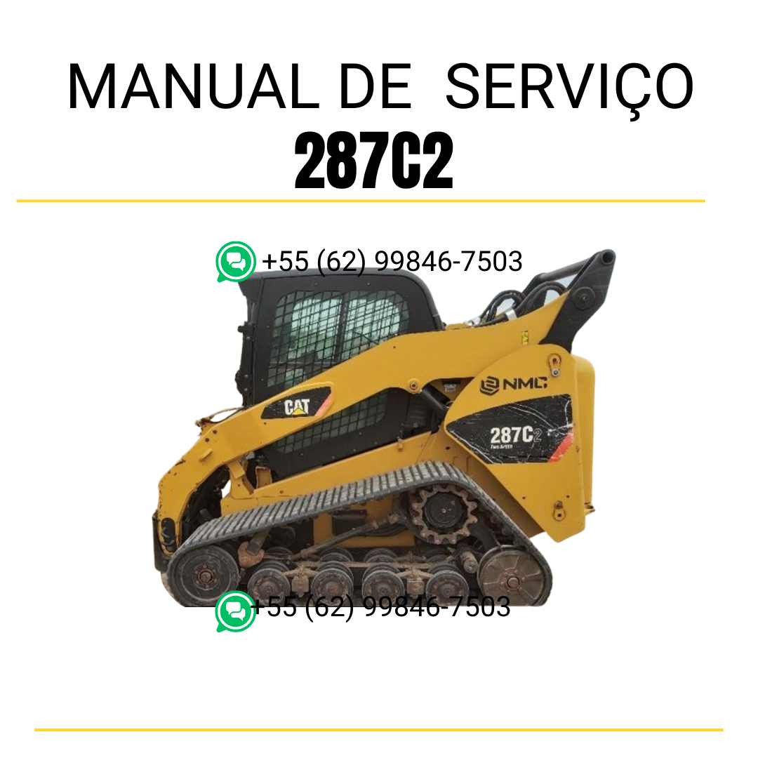 Manual de serviço CATERPILLAR 287C2 para mini carregadeira, PDF em português com instruções detalhadas de manutenção e operação.