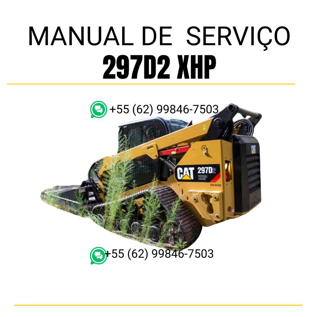 Manual de serviço CATERPILLAR 297D2 XHP para mini carregadeira, PDF em português com instruções completas de manutenção e operação.