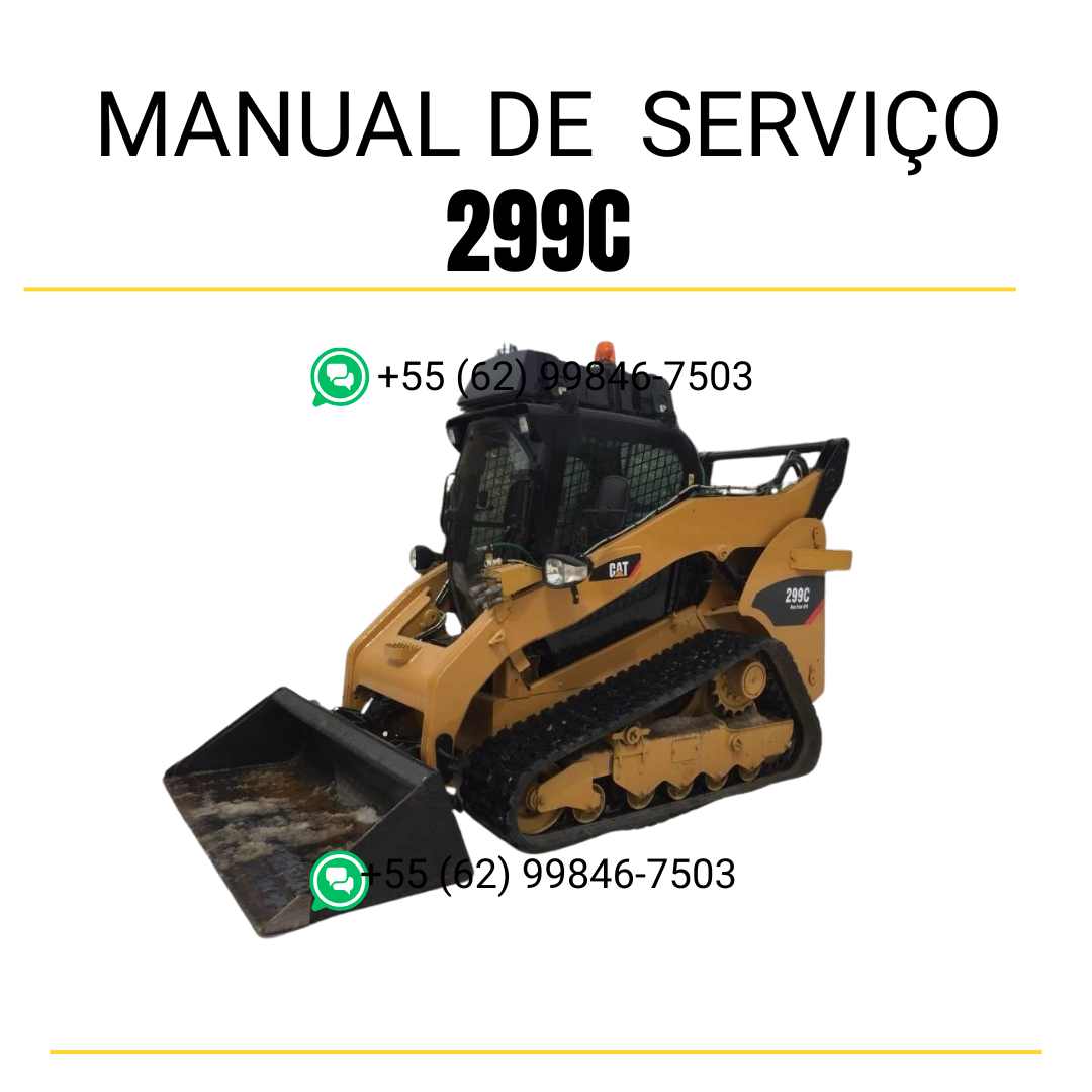 Manual de serviço CATERPILLAR 299C para mini carregadeira, PDF em português com instruções completas de manutenção e operação.