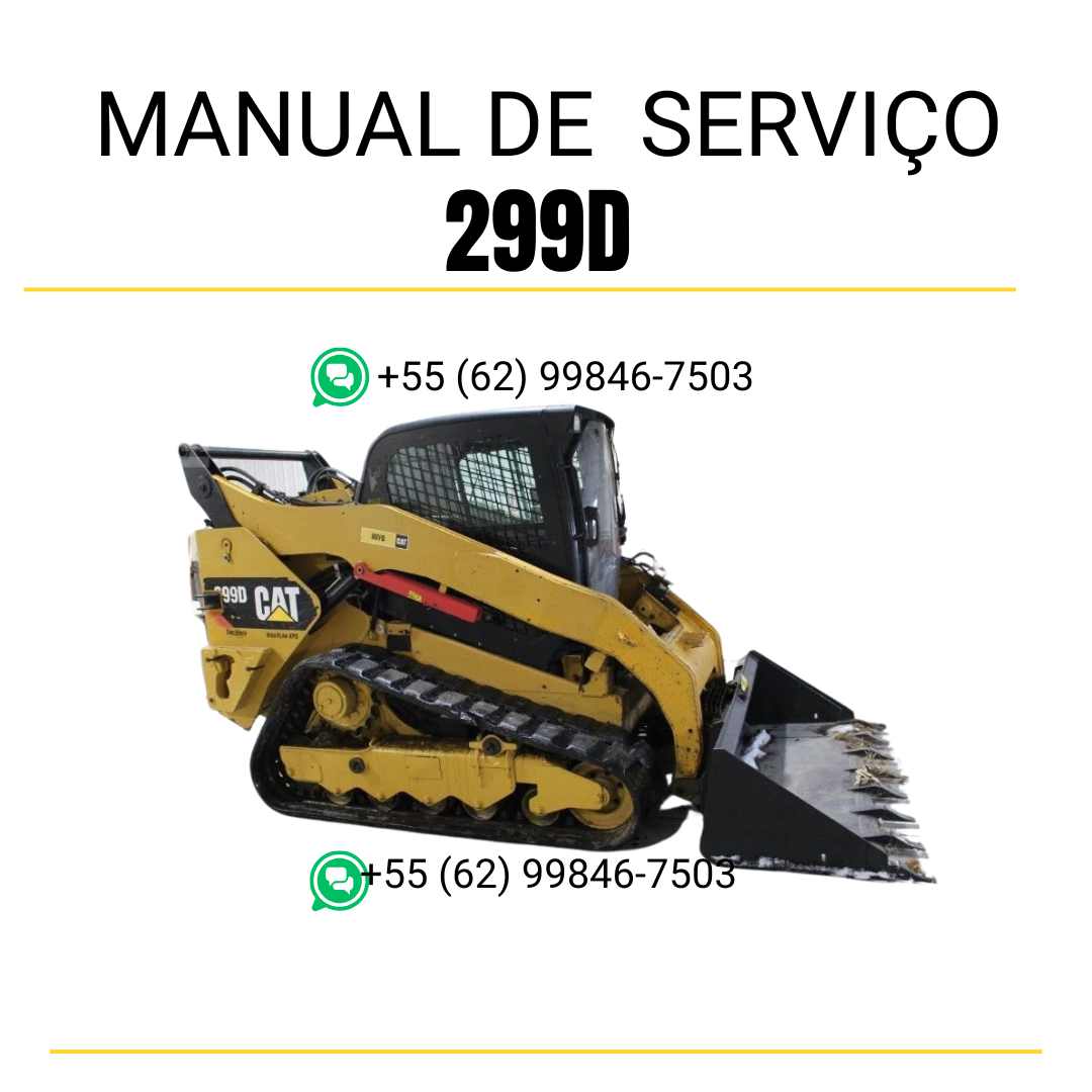 Manual de serviço CATERPILLAR 299D para mini carregadeira, PDF em português com instruções detalhadas de manutenção e operação.