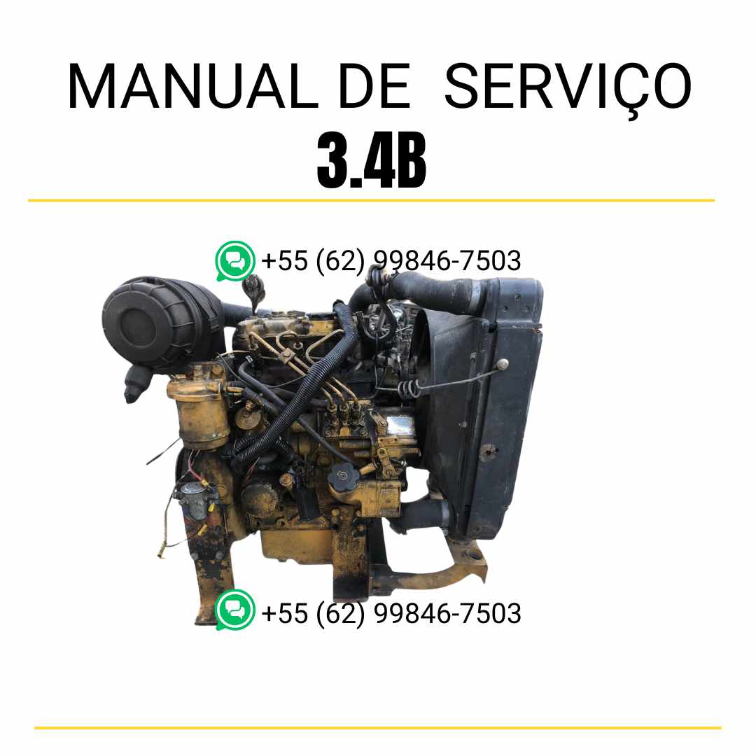 Manual de serviço em PDF do motor industrial Caterpillar 3.4B para máquinas pesadas, guia técnico completo com instruções práticas de manutenção e reparos