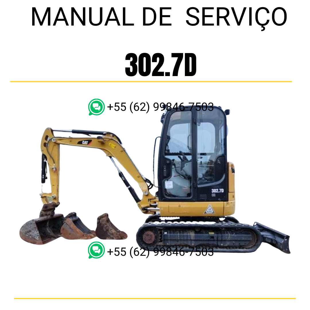Manual de serviço Caterpillar 302.7D para mini escavadeira hidráulica, PDF em português, completo para manutenção e reparos.