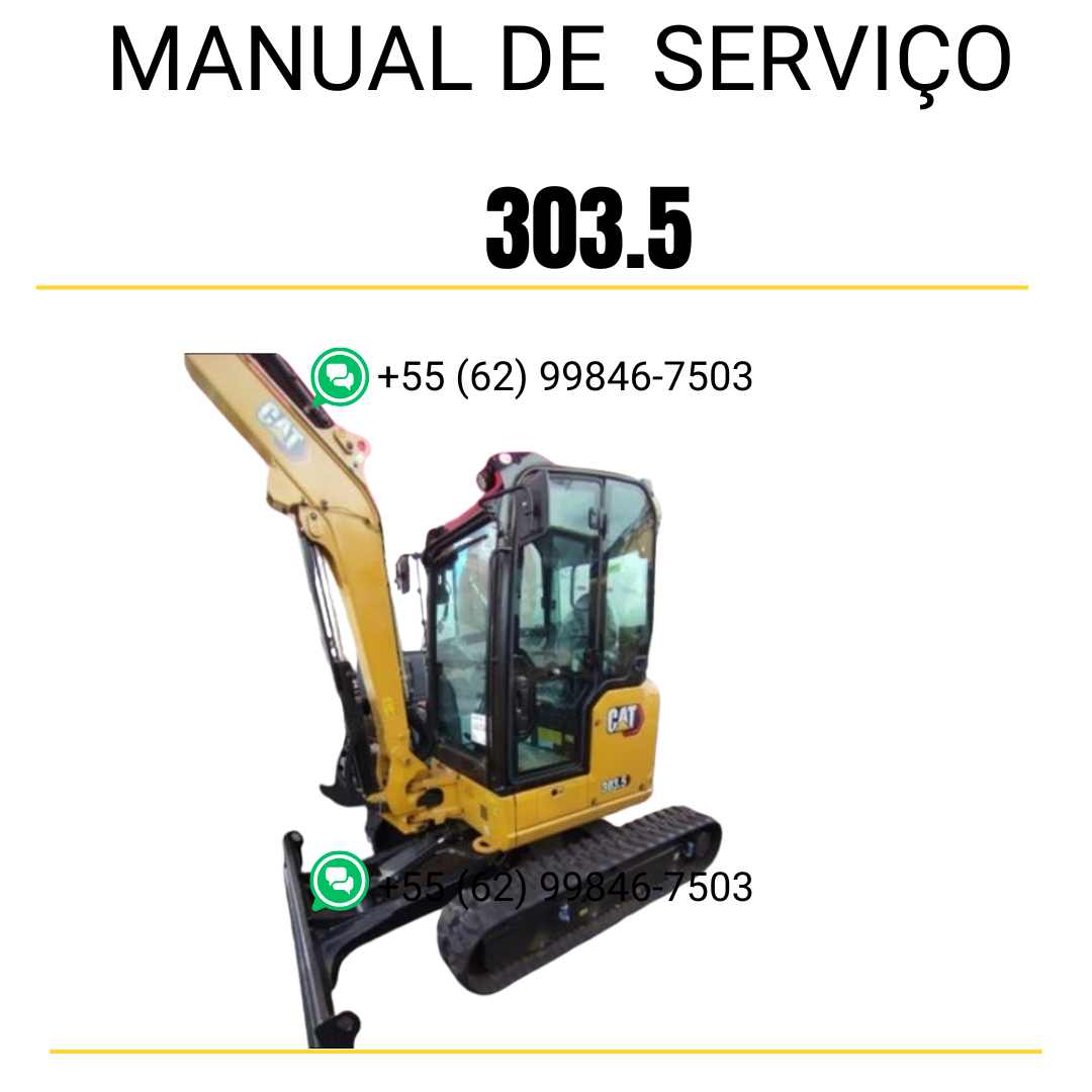 Manual de serviço Caterpillar 303.5 para mini escavadeira hidráulica, PDF em português, completo para manutenção e reparos.