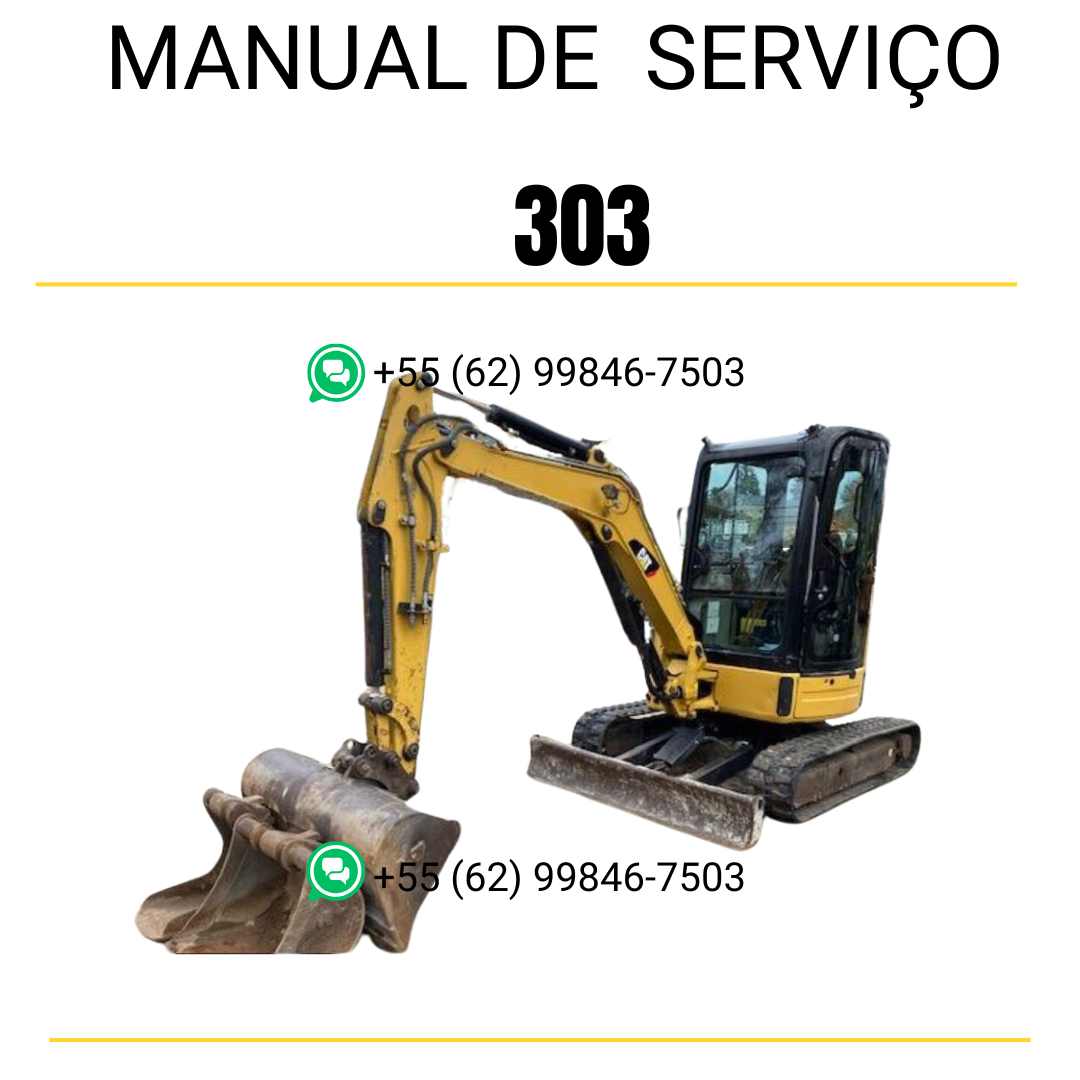Manual de serviço Caterpillar 303 para mini escavadeira hidráulica, PDF em português, completo para manutenção e reparos.
