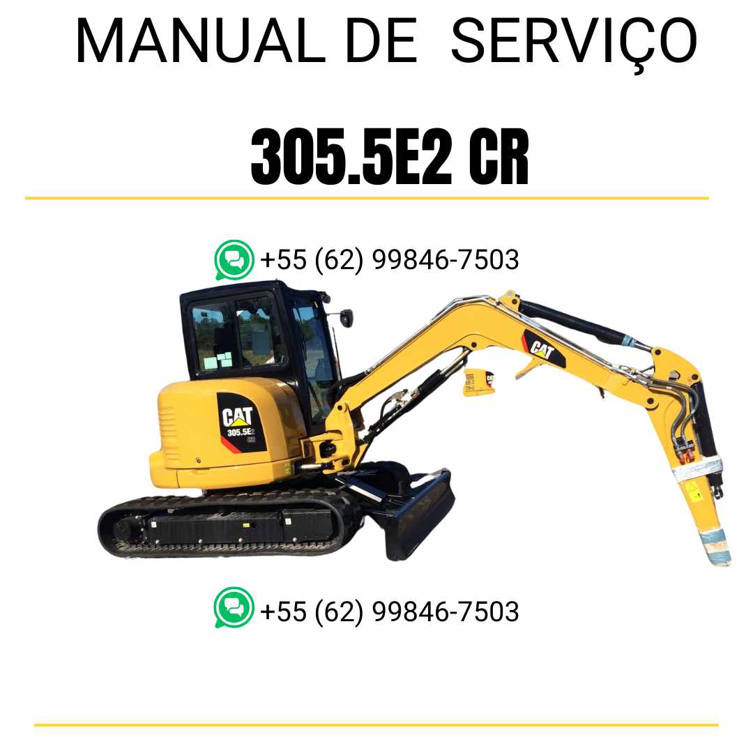Manual de serviço Caterpillar 305.5E2 CR para mini escavadeira hidráulica, PDF em português