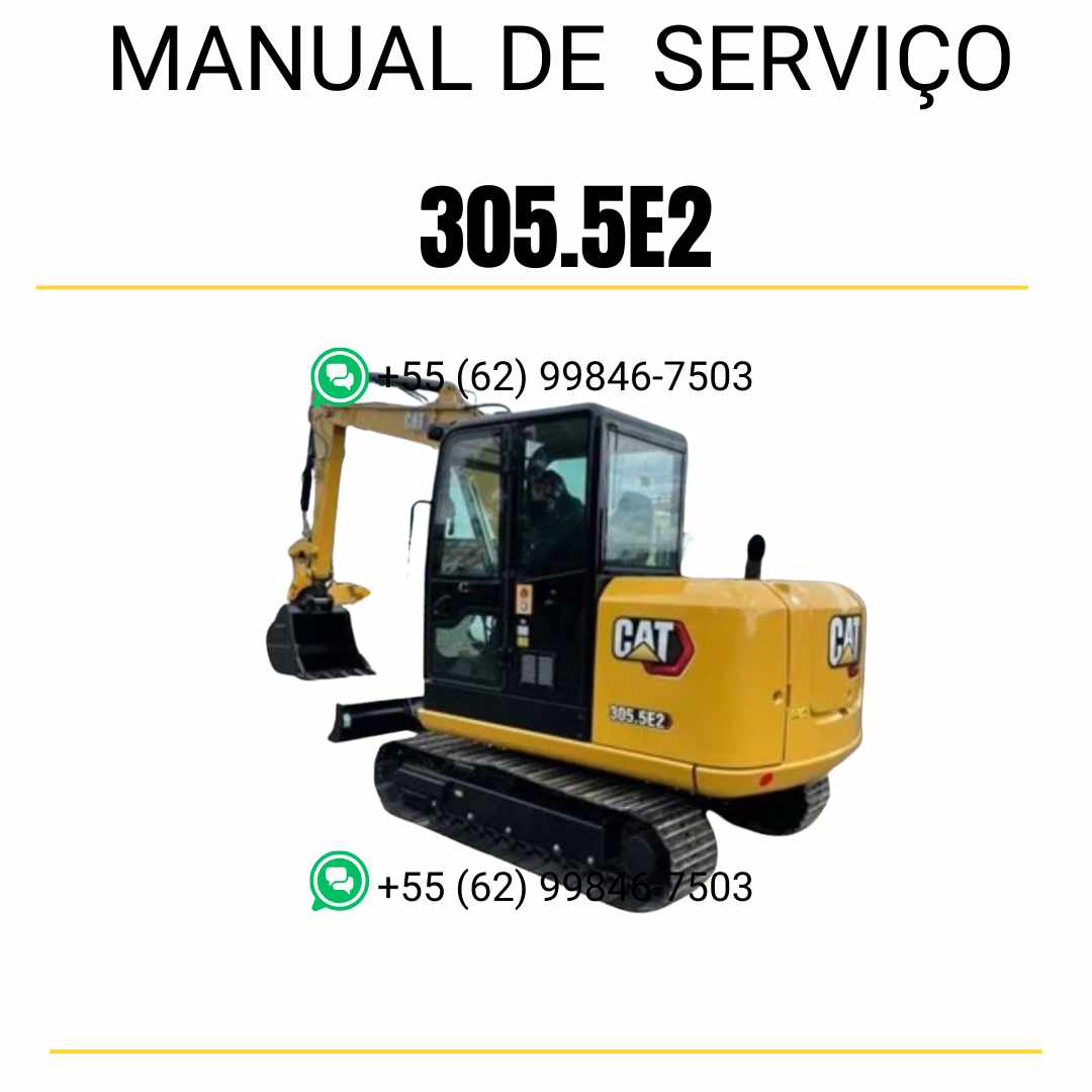 Manual de serviço Caterpillar 305.5E2 para mini escavadeira hidráulica, PDF em português