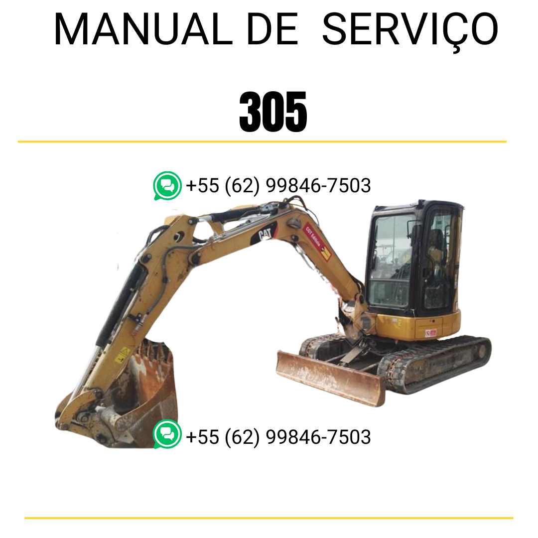 Manual de serviço Caterpillar 305 para mini escavadeira hidráulica, PDF em português