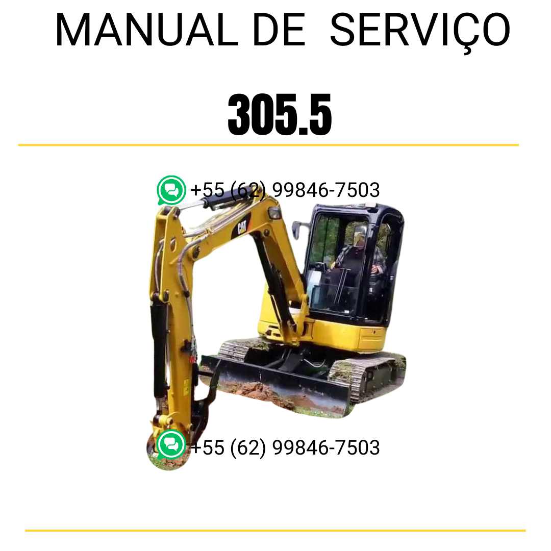 Manual de serviço Caterpillar 305.5 para mini escavadeira hidráulica, PDF em português