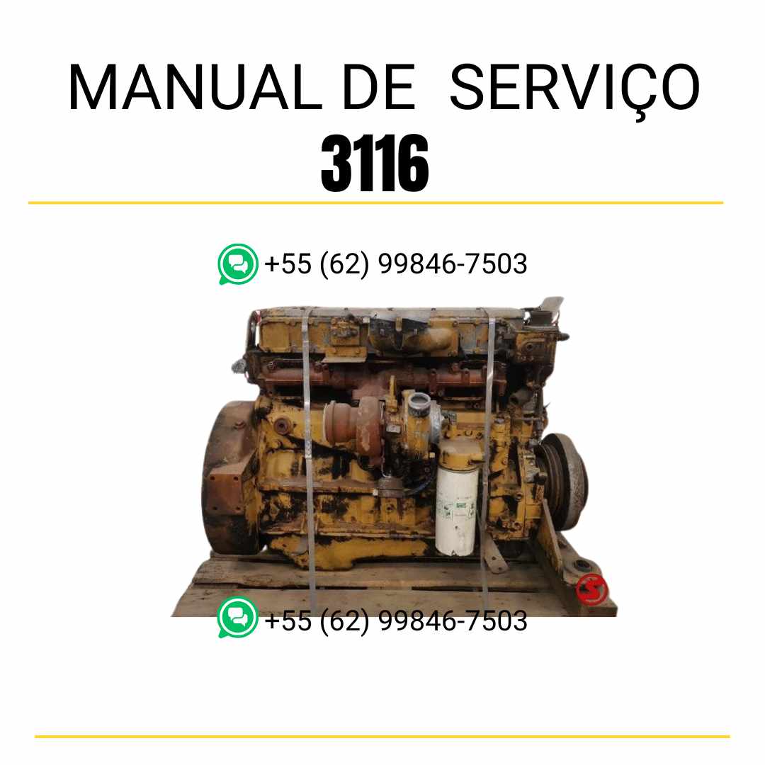Manual de serviço em PDF do motor Caterpillar 3116 com instruções completas para manutenção preventiva, diagnósticos técnicos e reparos detalhados