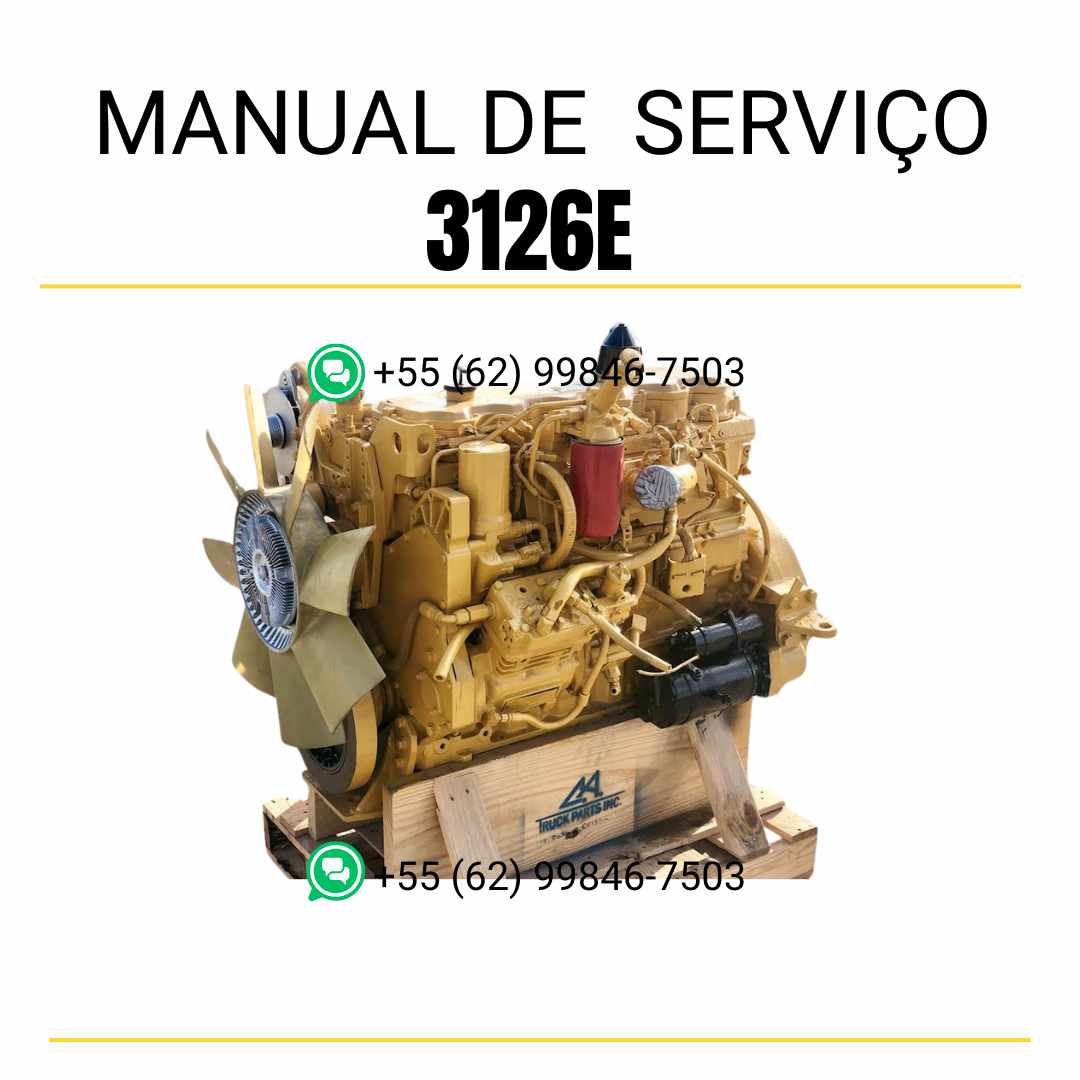 Manual de serviço em PDF do motor Caterpillar 3126E com guia técnico detalhado para manutenção preventiva, diagnóstico e reparos completos