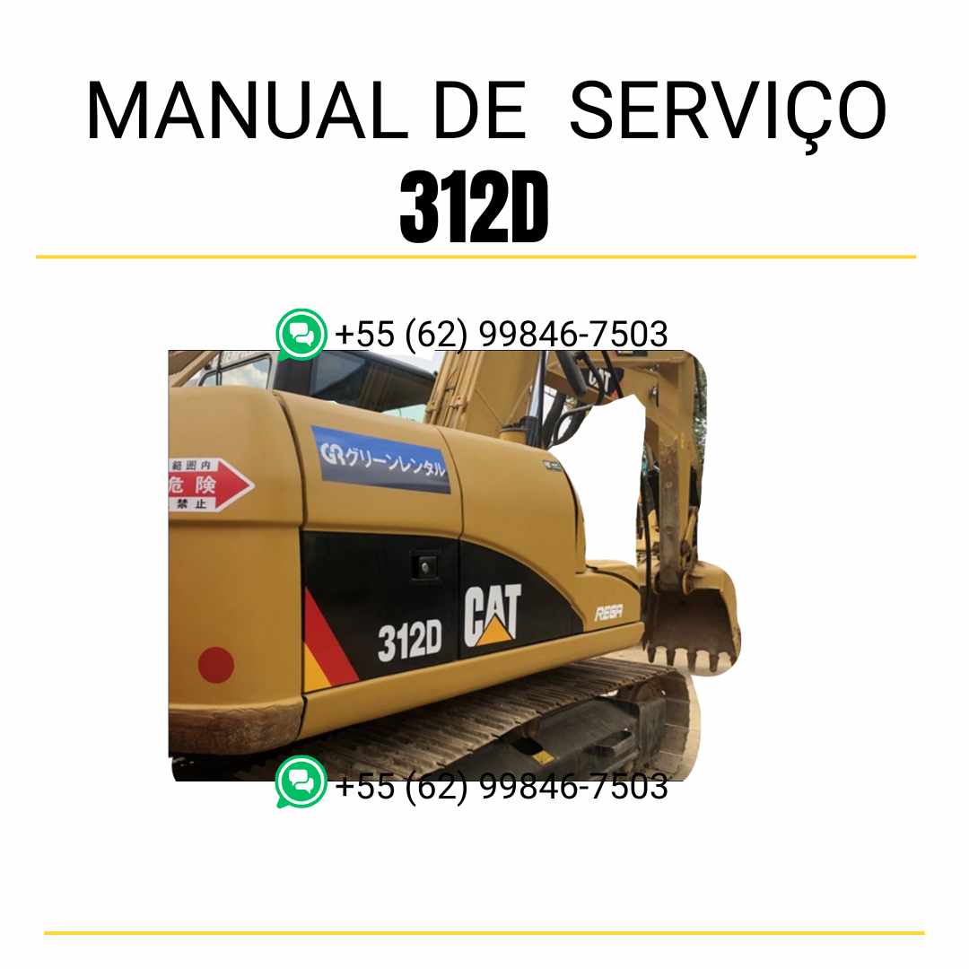 Manual de serviço Caterpillar 312D em PDF para escavadora, idioma português