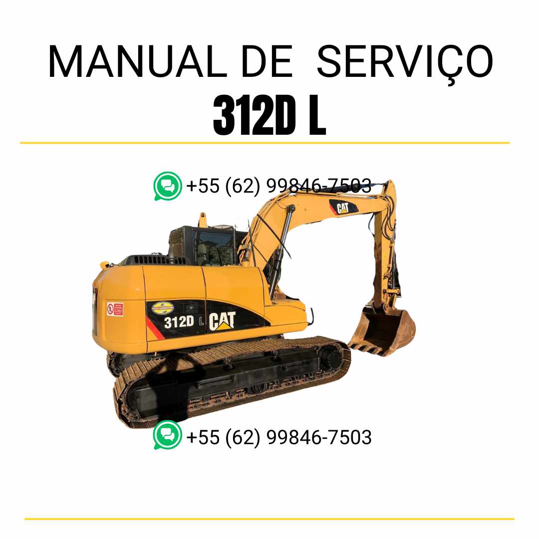 Manual de serviço Caterpillar 312D L em PDF para escavadora, idioma português