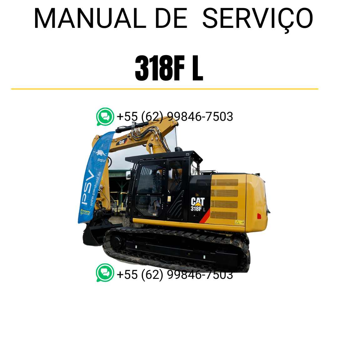 Manual de serviço Caterpillar 318F L para escavadora, PDF em português, completo para manutenção e operação