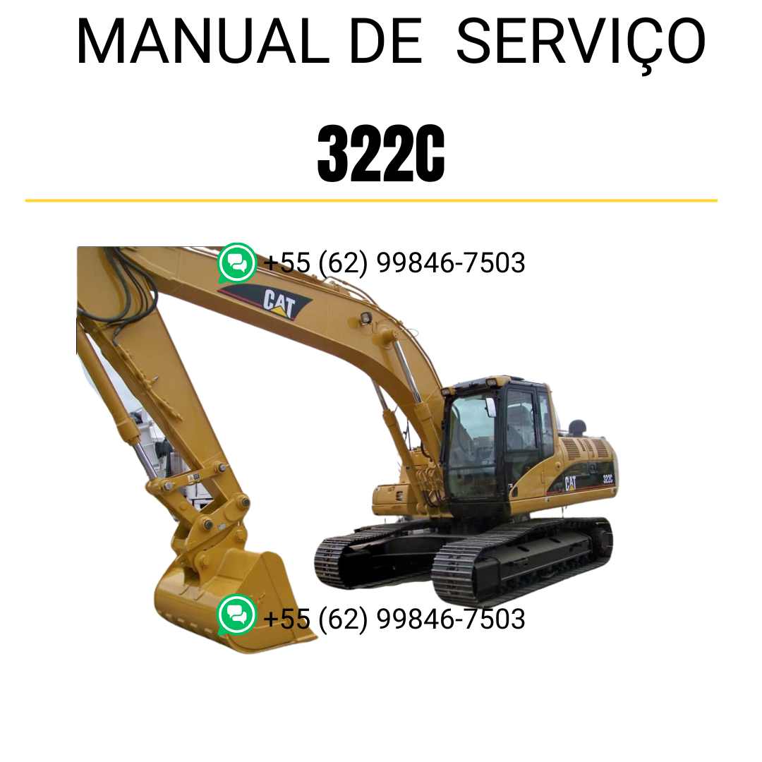 Manual de serviço Caterpillar 322C para escavadora, em português, PDF completo com instruções técnicas detalhadas para manutenção e reparos