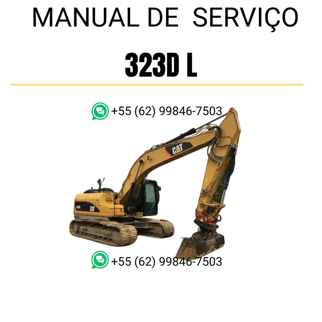 Manual de serviço Caterpillar 323D L para escavadora, em português, PDF técnico completo com instruções detalhadas de manutenção e reparo
