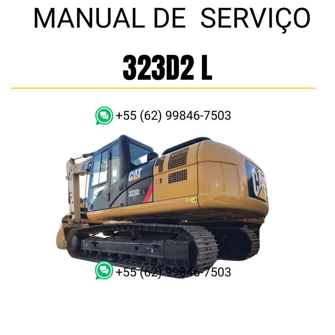 Manual de serviço Caterpillar 323D2 L para escavadora, em português, PDF completo com instruções técnicas detalhadas de manutenção e reparo