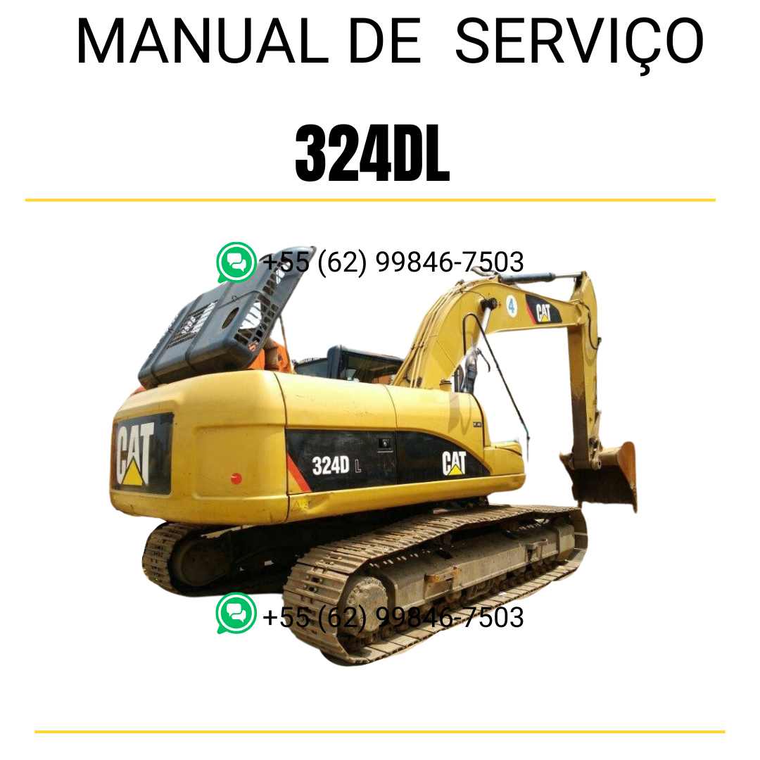 Manual de serviço Caterpillar 324DL para escavadora, em português, PDF completo com instruções técnicas detalhadas de manutenção e reparo