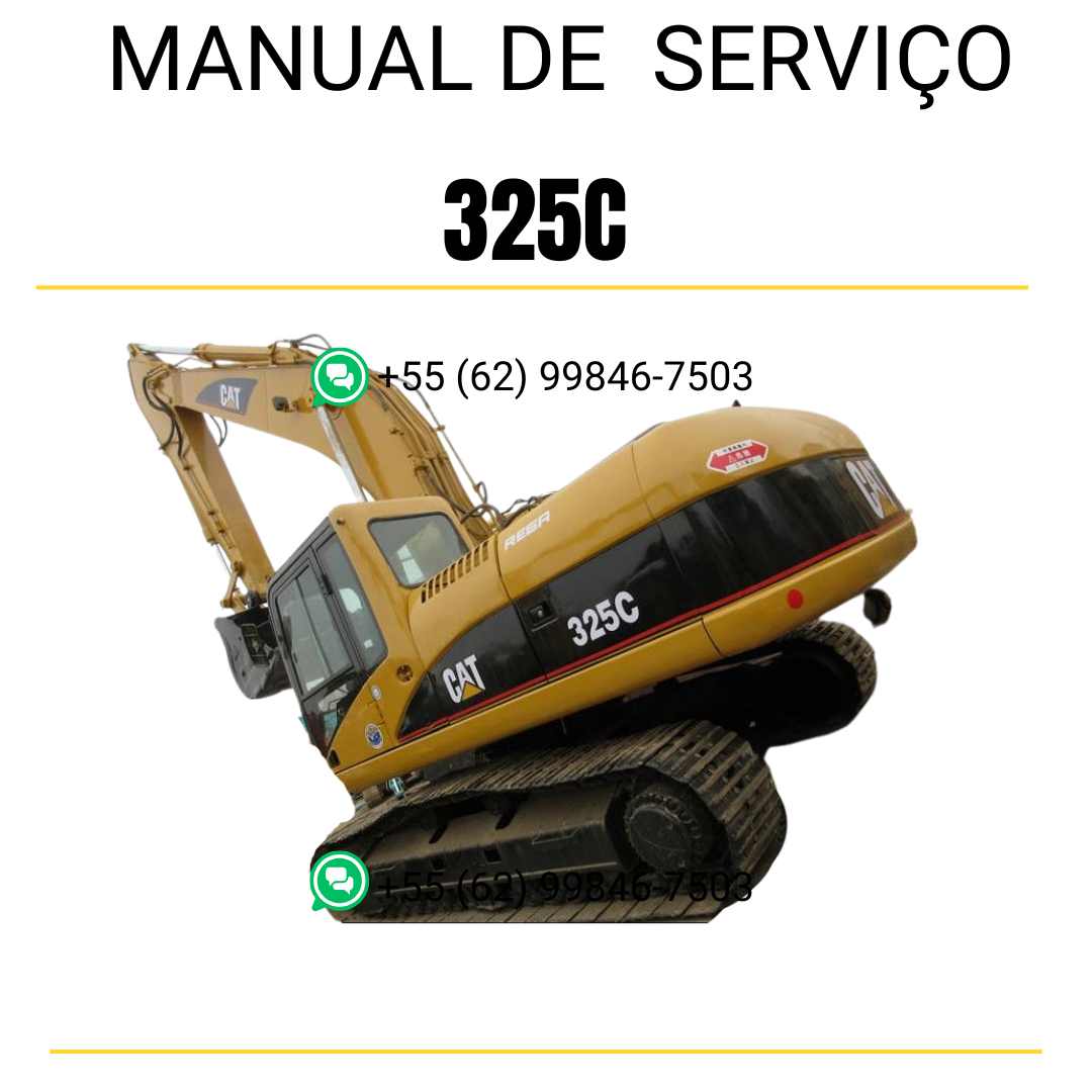 Manual de serviço Caterpillar 325C para escavadora, em português, PDF técnico completo com instruções detalhadas de manutenção e reparo