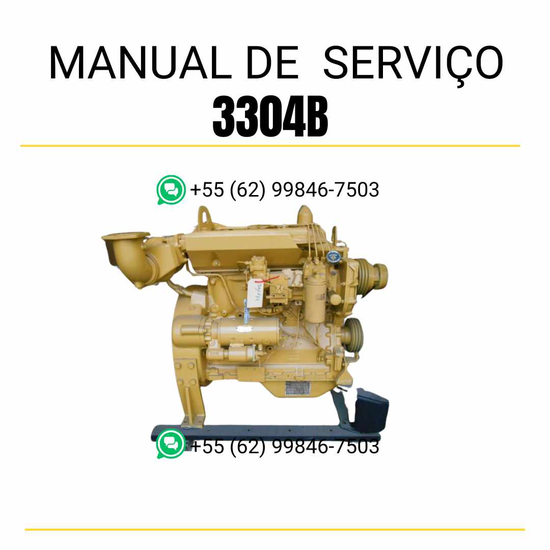 Manual de serviço em PDF do motor industrial Caterpillar 3304B para máquinas pesadas, guia técnico detalhado com instruções de manutenção, diagnóstico e reparos