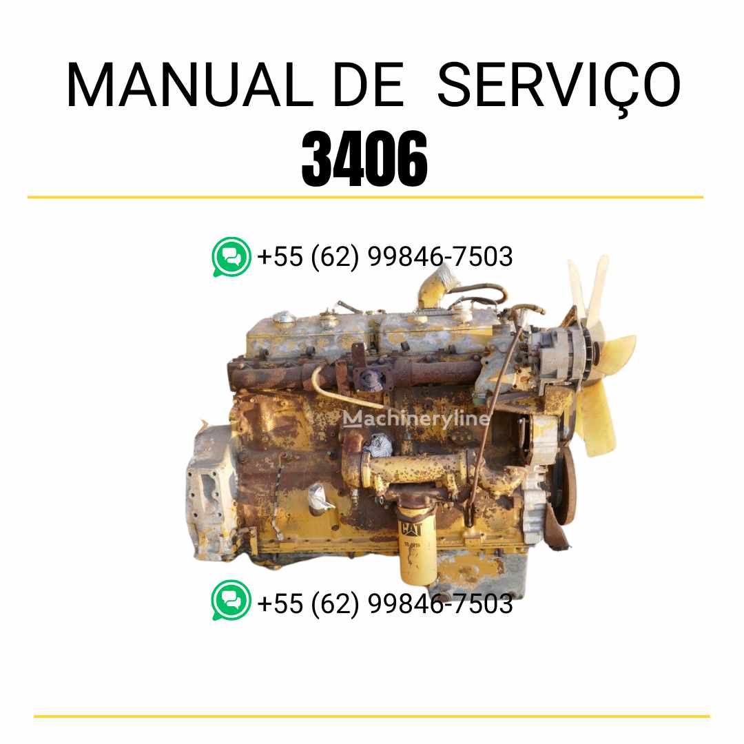 Manual de serviço em PDF do motor Caterpillar 3406 com instruções detalhadas para diagnóstico, manutenção preventiva e reparos técnicos