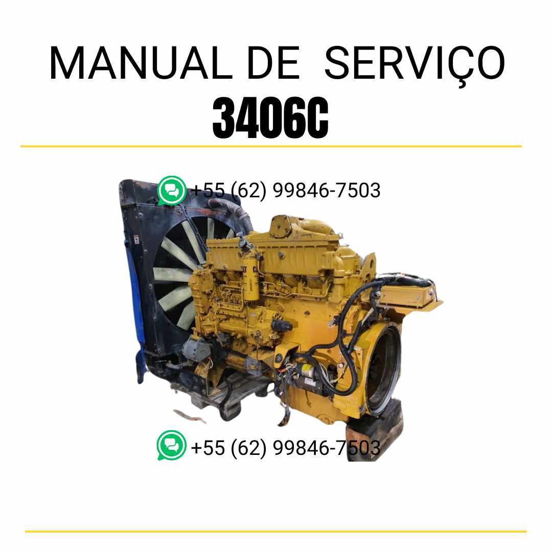 Manual de serviço em PDF do motor Caterpillar 3406C com orientações completas de manutenção, reparos técnicos e diagnóstico detalhado