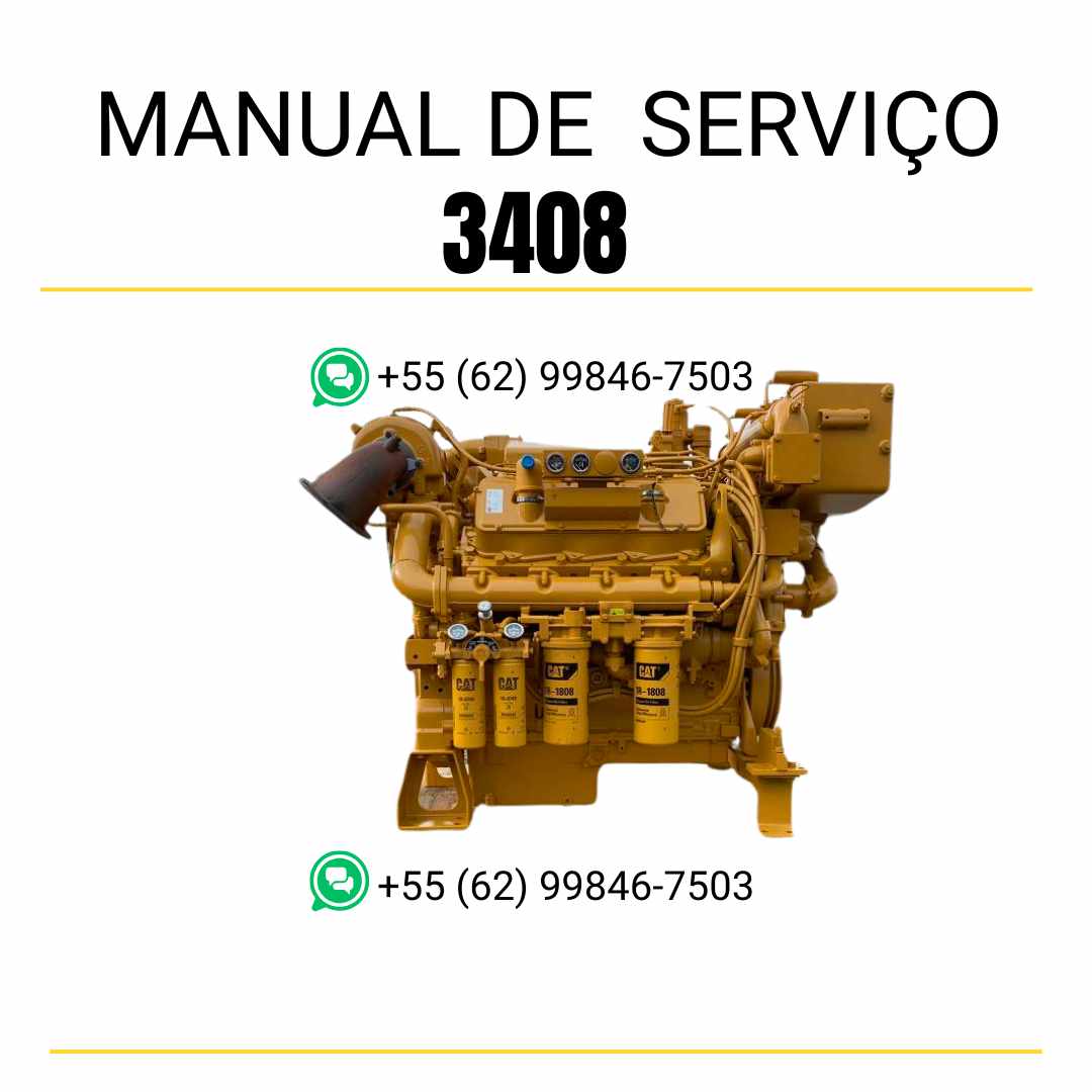Manual de serviço em PDF do motor Caterpillar 3408 com guia completo de manutenção, ajustes técnicos e instruções de reparo