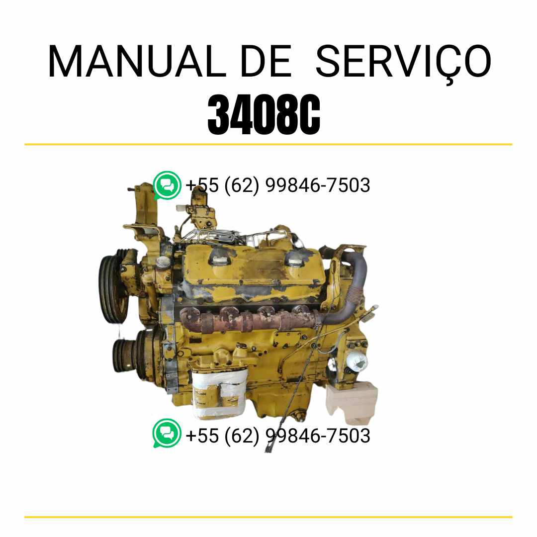 Manual de serviço do motor industrial Caterpillar 3408C em PDF, guia técnico detalhado com instruções completas para manutenção preventiva, diagnóstico e reparos