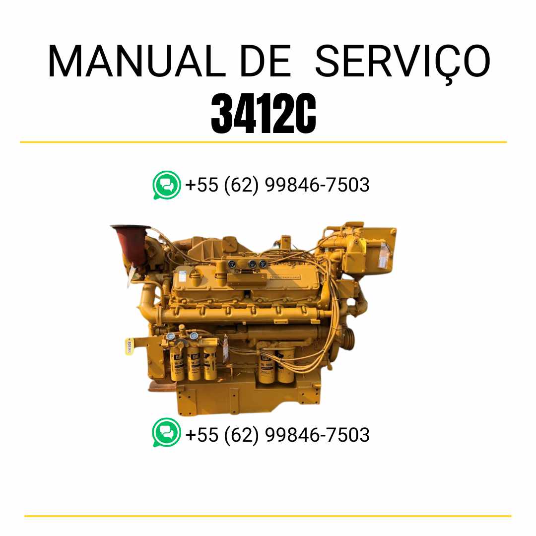 Manual de serviço em PDF do motor industrial Caterpillar 3412C para máquinas pesadas, guia técnico completo com instruções detalhadas de manutenção, diagnóstico e reparos