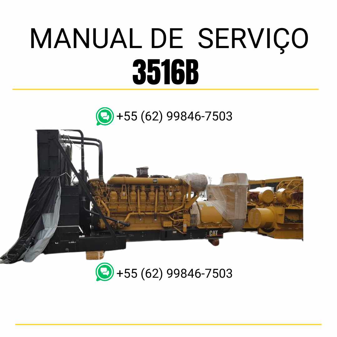 Manual de serviço do grupo gerador Caterpillar 3516B em PDF, guia técnico completo com instruções de manutenção, reparos detalhados e diagramas ilustrados