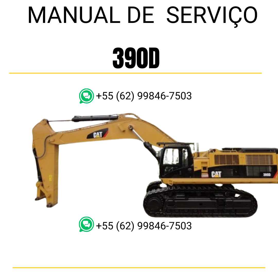Manual de serviço Caterpillar 390D para escavadora, guia técnico completo em inglês em formato PDF