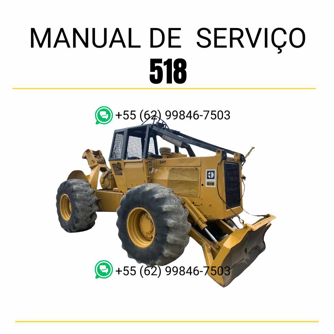 Manual de serviço Caterpillar 518 Wheel Skidder em inglês, PDF técnico completo com orientações de manutenção e reparos ✅