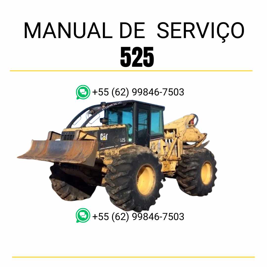 Manual de serviço Caterpillar 525 Wheel Skidder em inglês, PDF completo com orientações técnicas de manutenção e reparos ✅