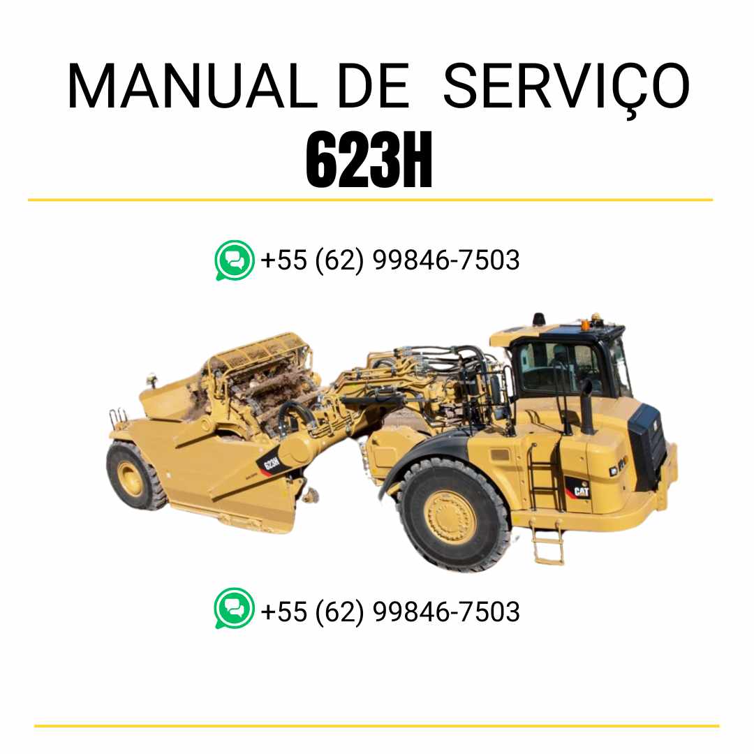 Manual de serviço Caterpillar 623H Trator de Rodas em inglês, PDF técnico com orientações detalhadas de manutenção, reparos e operação segura