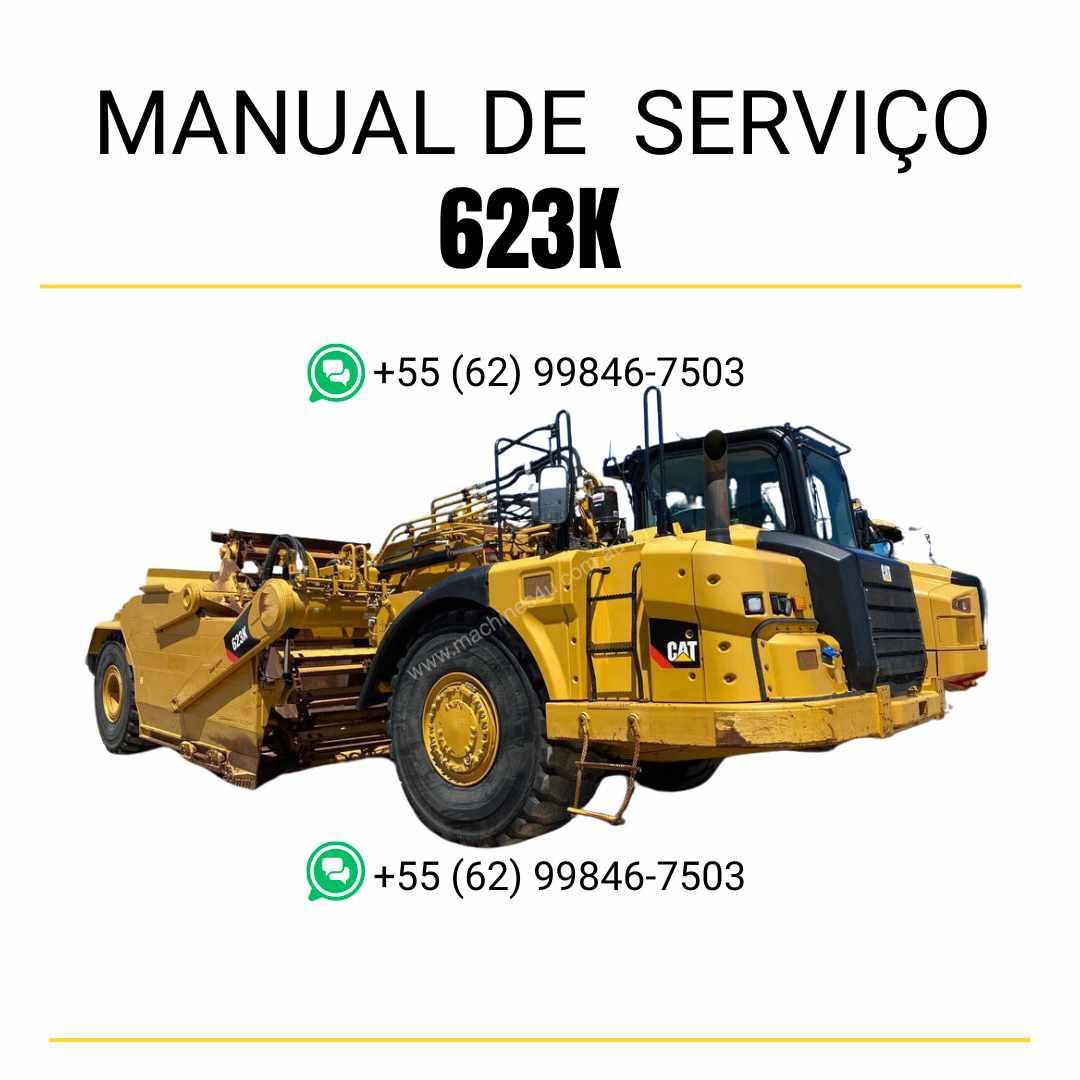 Manual de serviço Caterpillar 623K LRC Wheel Tractor-Scraper em inglês, PDF completo com instruções técnicas de manutenção e reparo detalhado
