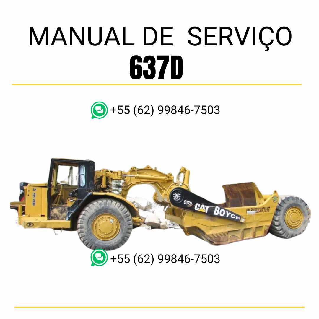 Manual de serviço Caterpillar 637D Trator de Rodas em inglês, PDF técnico completo com instruções de manutenção e reparo