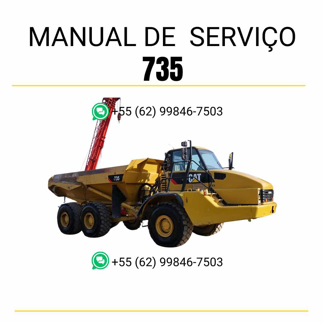 Manual de serviço Caterpillar 735 Caminhão Articulado em PDF, instruções técnicas detalhadas em inglês para manutenção e reparos