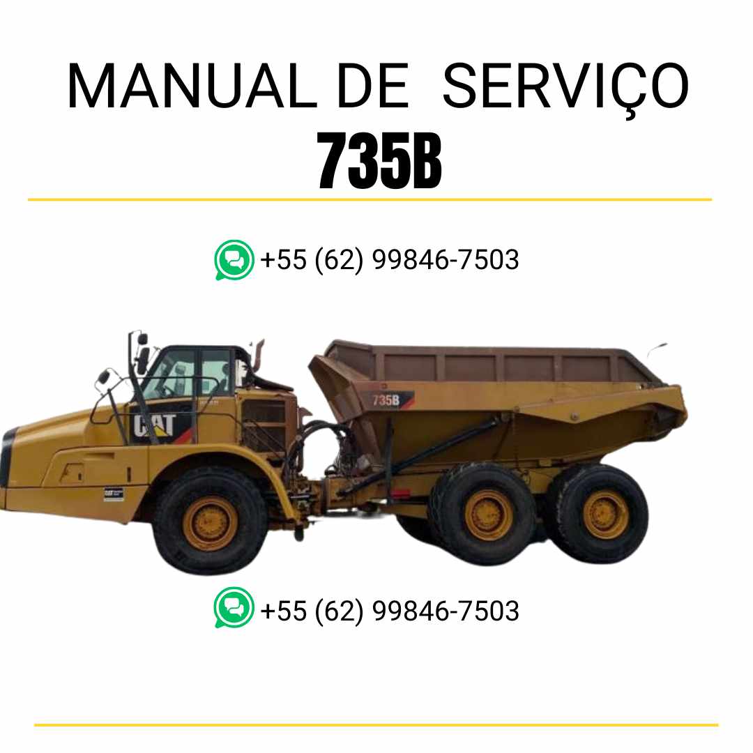 Manual de serviço Caterpillar 735B Caminhão Articulado em PDF, instruções em inglês para manutenção e reparos detalhados