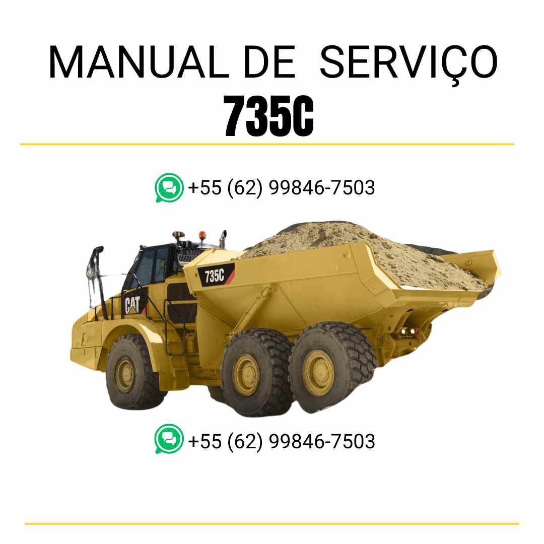 Manual de serviço Caterpillar 735C Caminhão Articulado em PDF, guia em inglês para manutenção e reparos completos