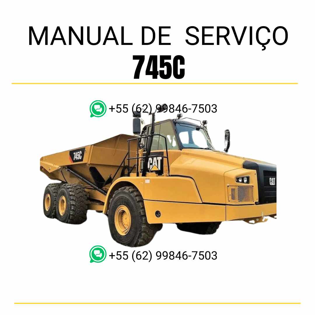 Manual de serviço Caterpillar 745C caminhão articulado em PDF inglês, material técnico detalhado para reparo e manutenção