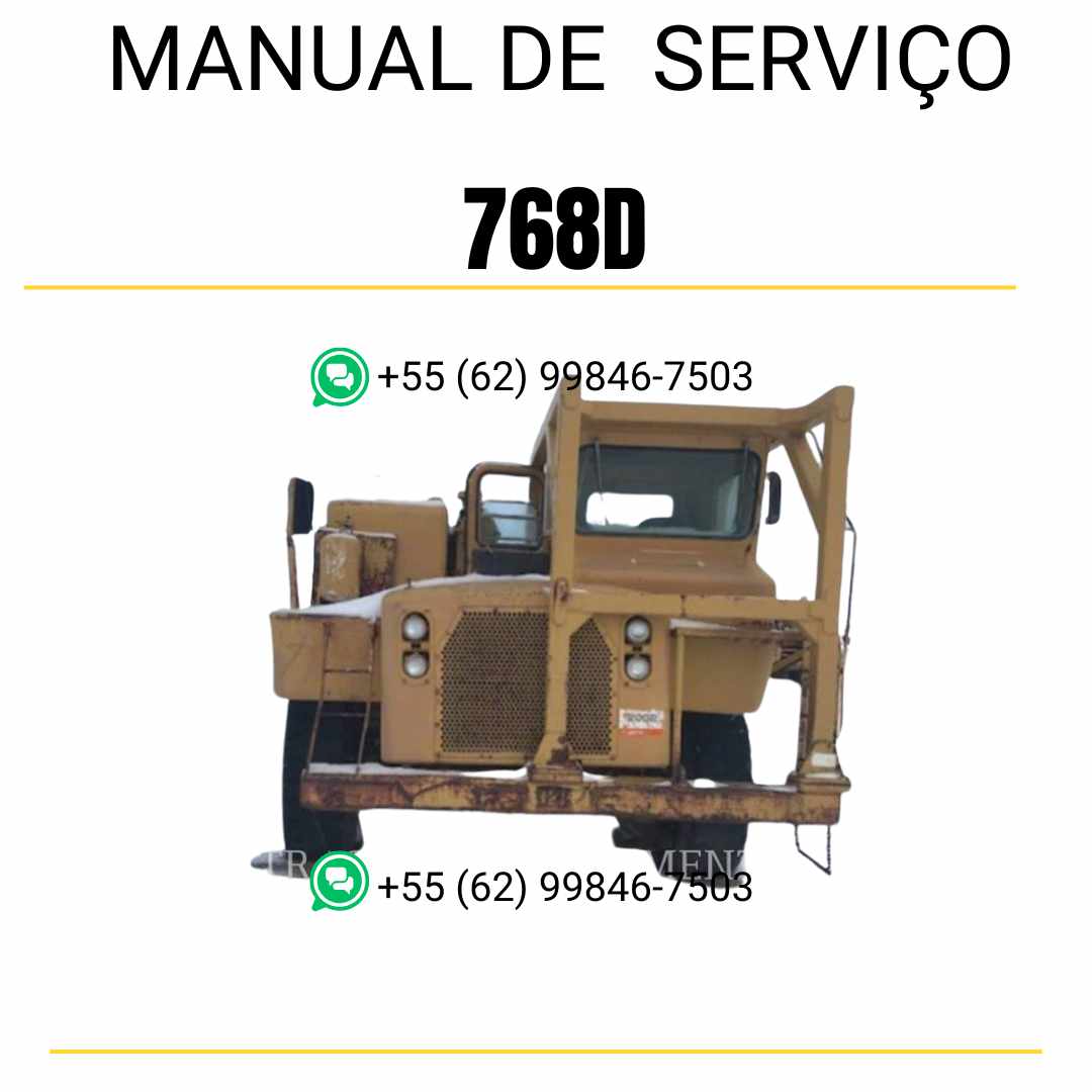 Manual de serviço Caterpillar 768D trator em PDF inglês, guia técnico completo para manutenção, diagnósticos e reparos mecânicos