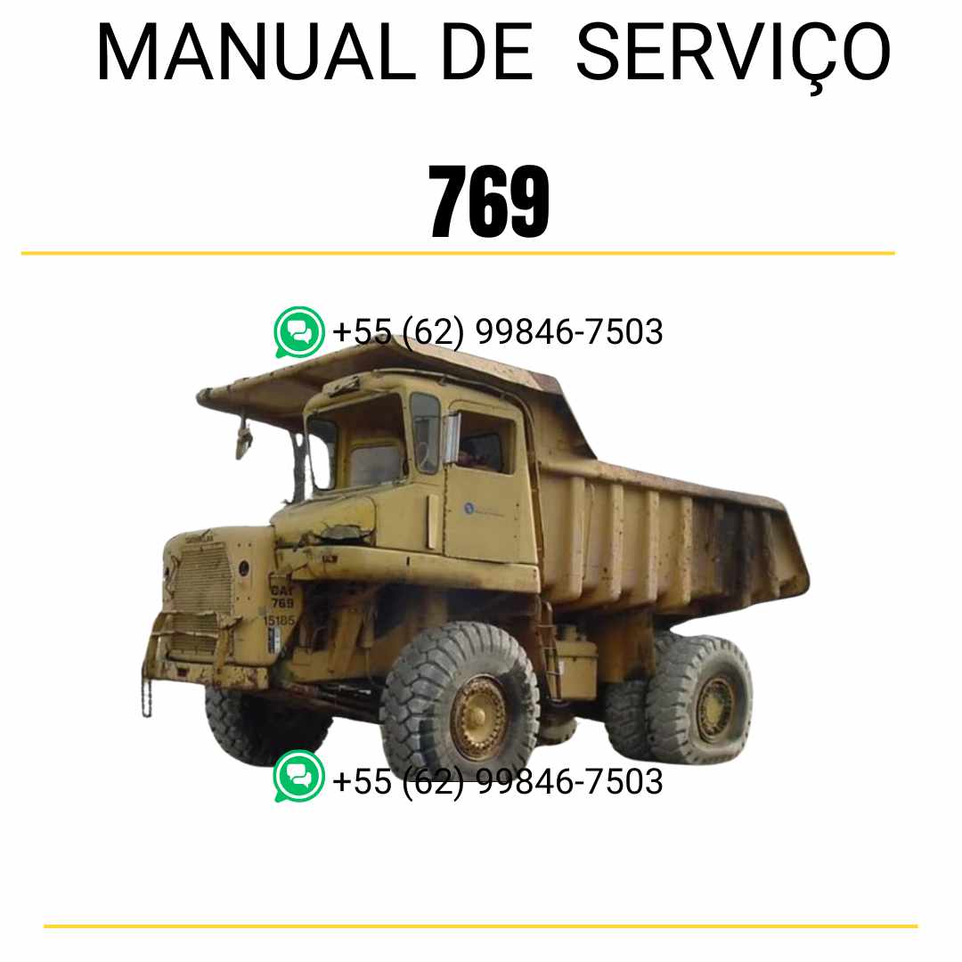 Manual de serviço Caterpillar 769 caminhão em PDF inglês, referência técnica detalhada para reparos, ajustes e manutenção completa