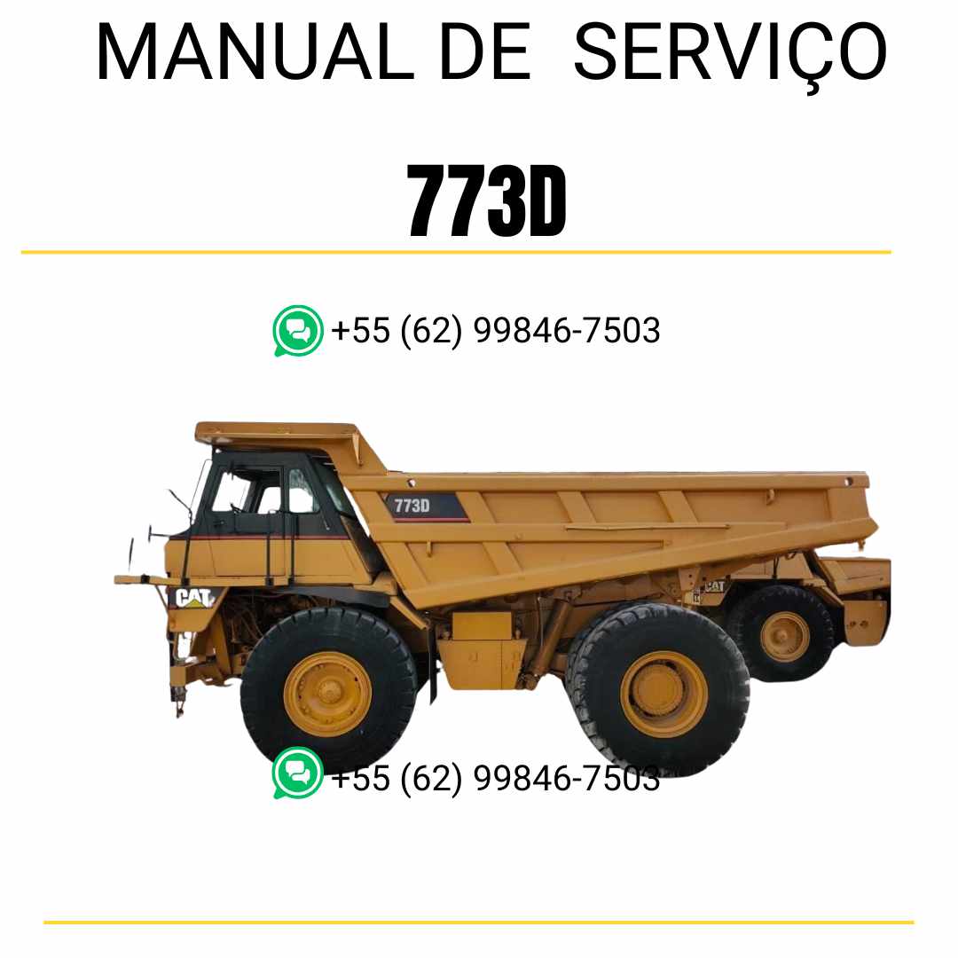 Manual de serviço Caterpillar 773D caminhão fora de estrada em PDF inglês, material técnico completo para manutenção, reparos e diagnósticos
