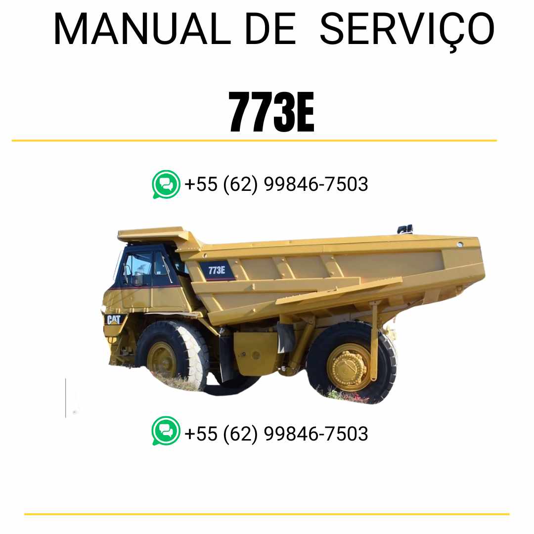 Manual de serviço Caterpillar 773E caminhão fora de estrada em PDF inglês, guia técnico completo para reparos, diagnósticos e manutenção